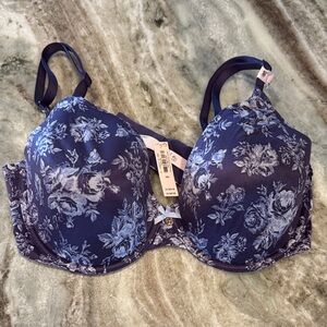 Floral Underwire T-Shirt Bra -Purple